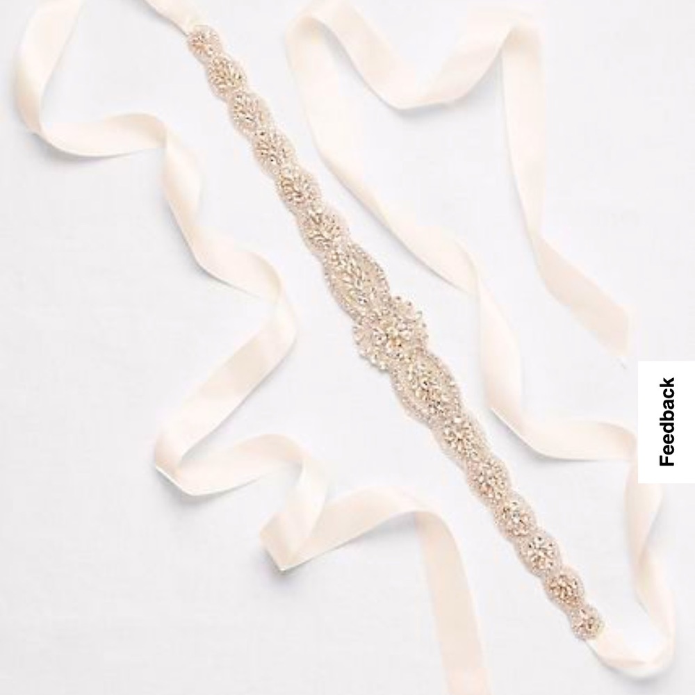 Graduated Scallops Beaded Satin Sash